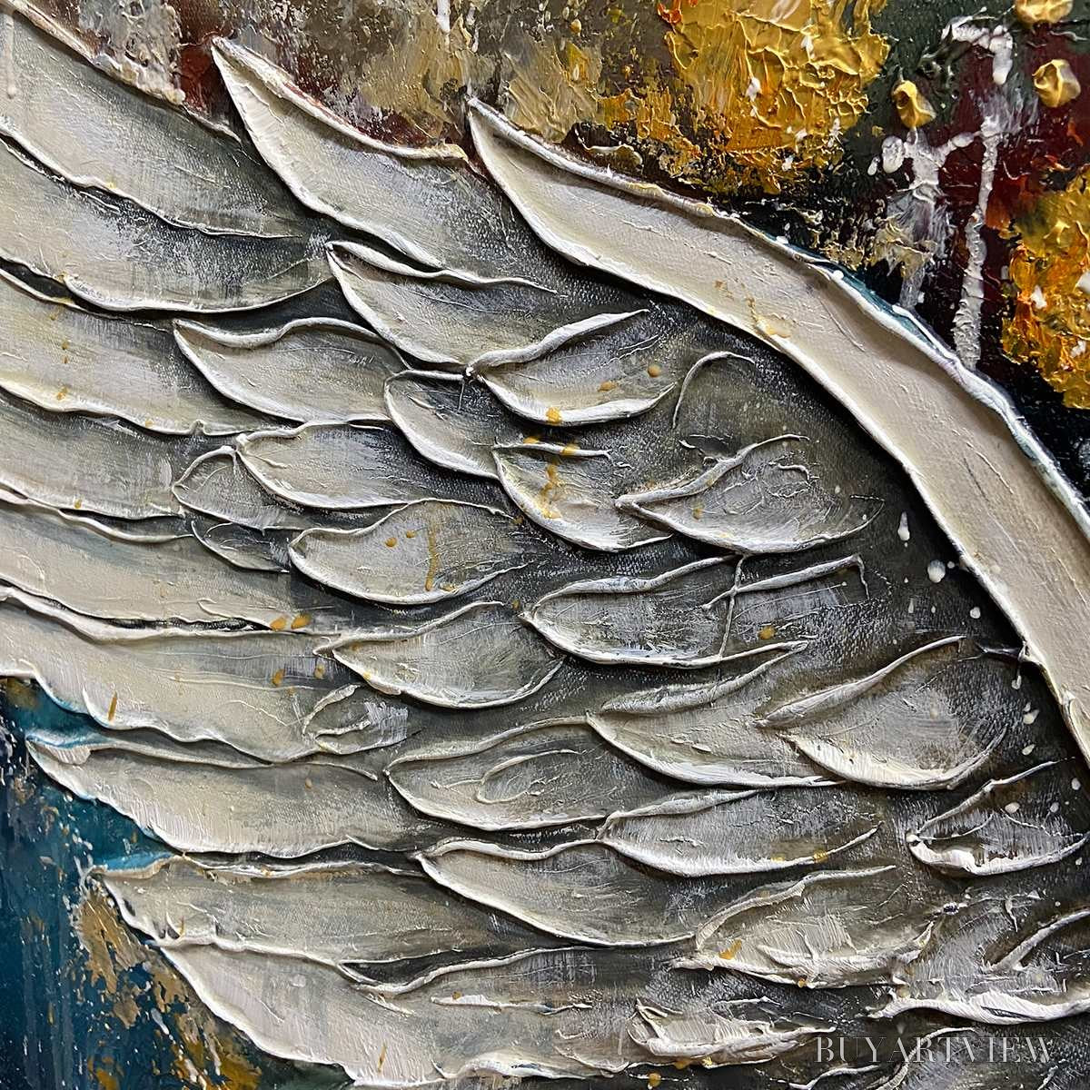 ARTOVITAS Wings of Hope – Textured Abstract Angel Wings Oil Painting - image 3