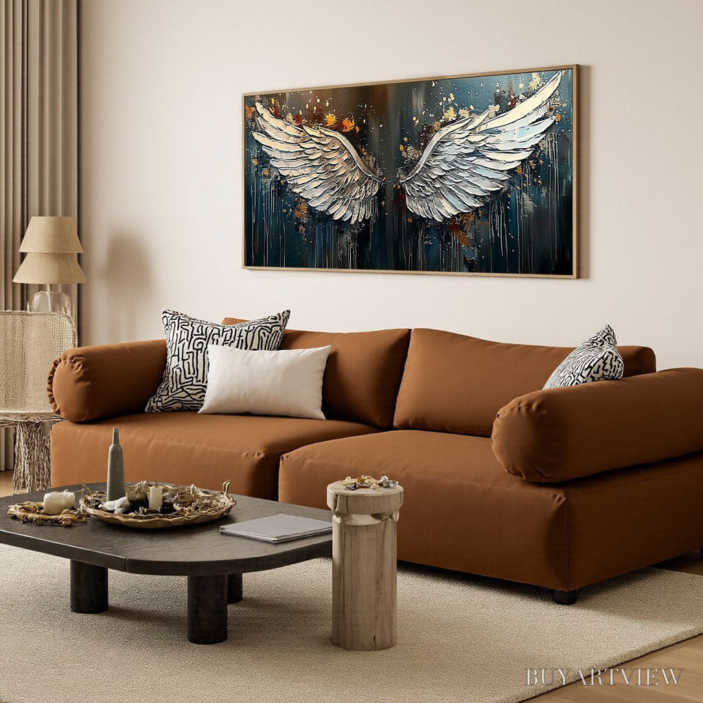 ARTOVITAS Wings of Hope – Textured Abstract Angel Wings Oil Painting - image 4