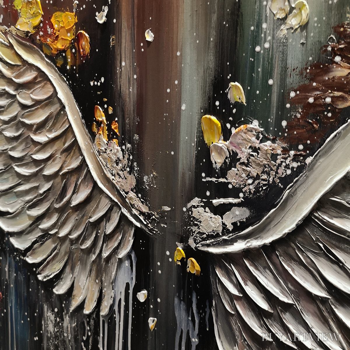 ARTOVITAS Wings of Hope – Textured Abstract Angel Wings Oil Painting - image 6