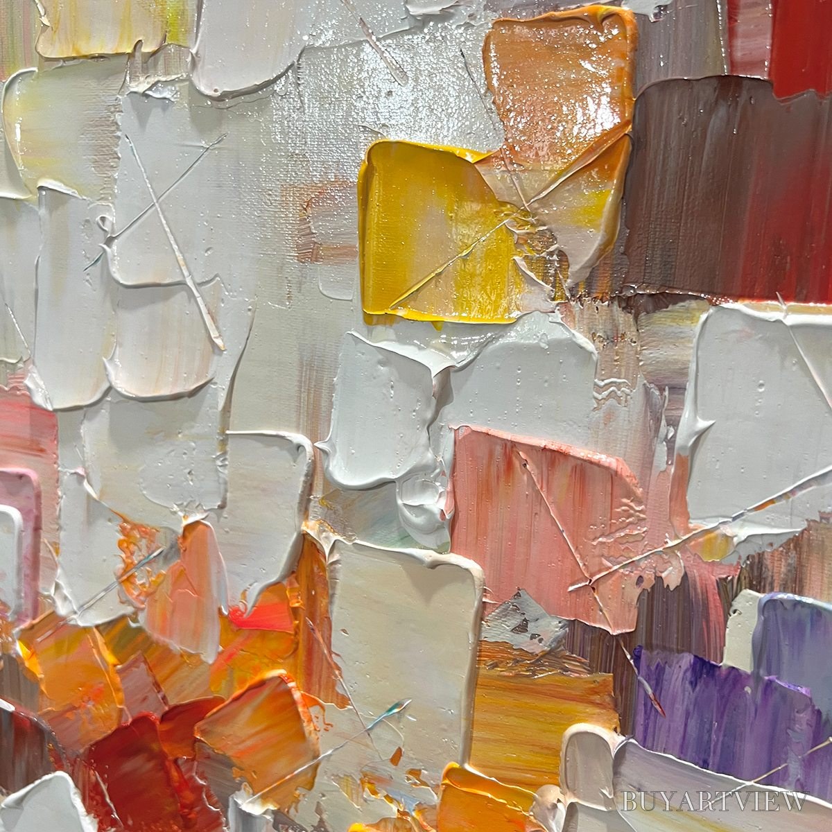 ARTOVITAS Whispers of Light – Textured Abstract Oil Painting - image 3