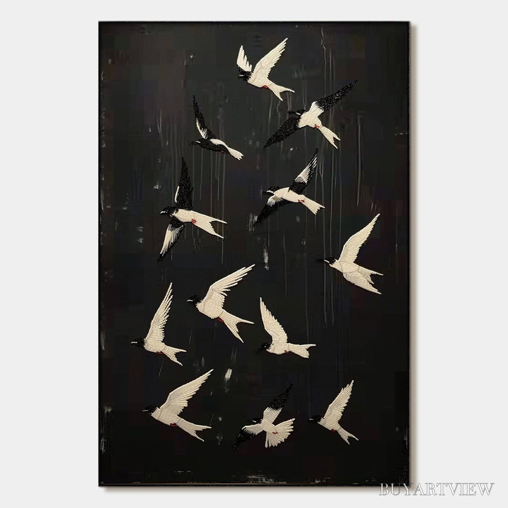 ARTOVITAS Ascension – Beaded Birds on Textured Canvas - image 1