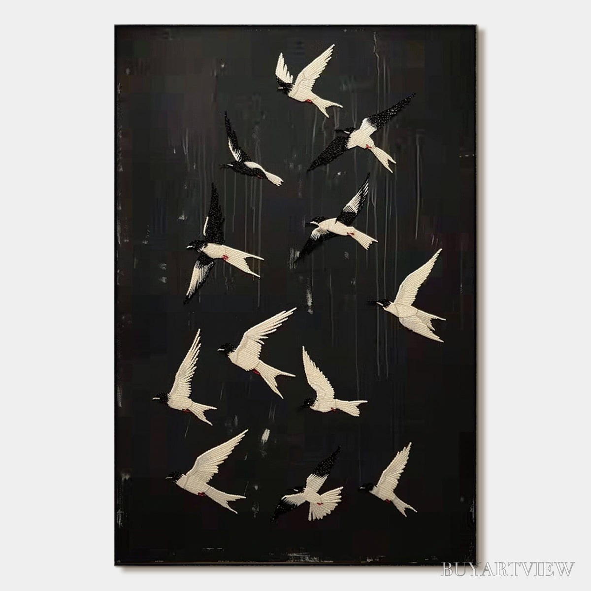 ARTOVITAS Ascension – Beaded Birds on Textured Canvas - image 1