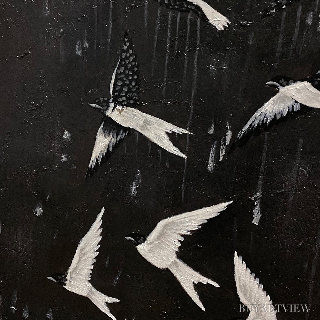 ARTOVITAS Ascension – Beaded Birds on Textured Canvas - image 3