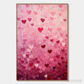 ARTOVITAS Heart Rain – Textured Impasto Abstract Oil Painting in Pink and Red - image 1