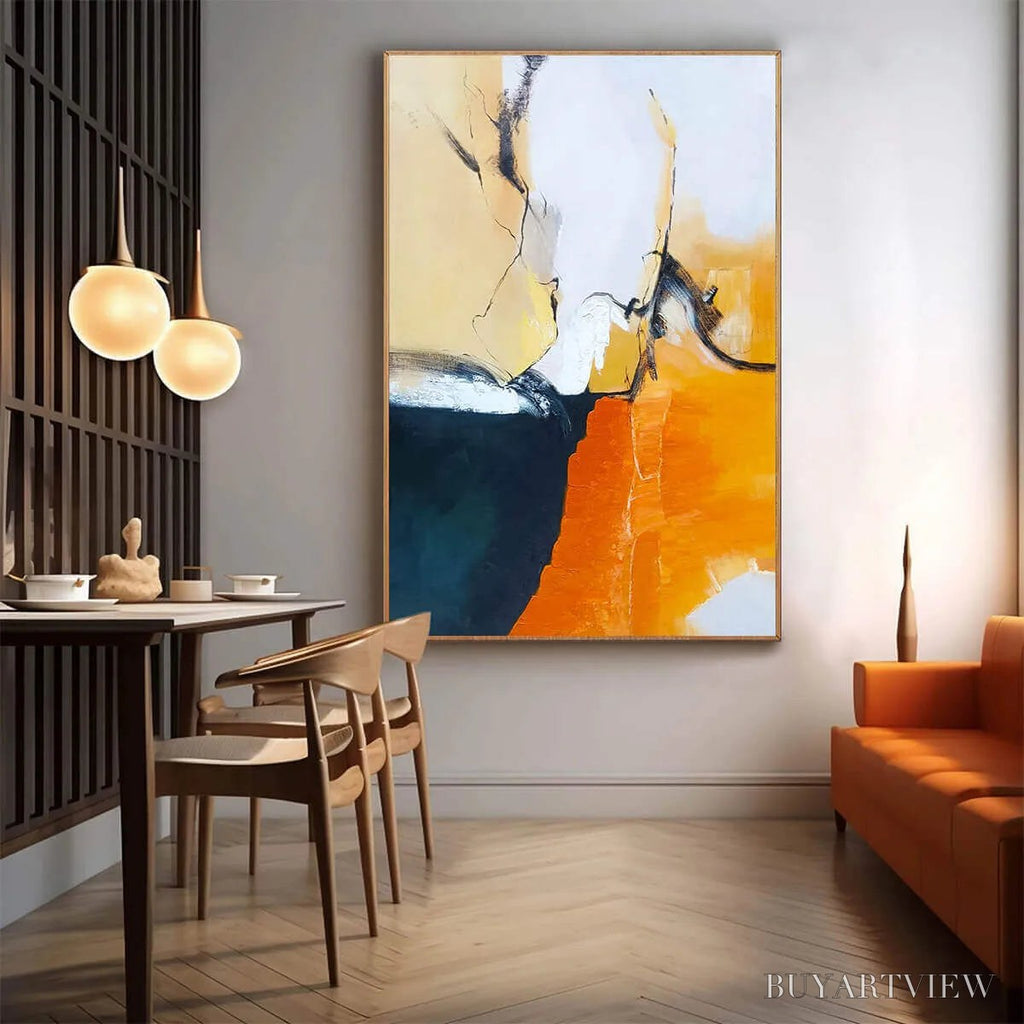 ARTOVITAS Ochre Flow – Abstract Oil Painting on Canvas - image 2