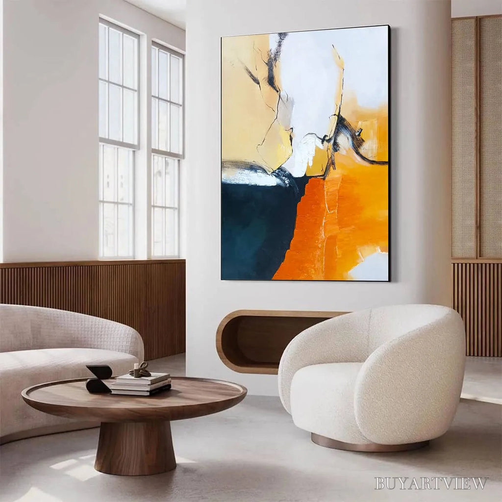 ARTOVITAS Ochre Flow – Abstract Oil Painting on Canvas - image 4