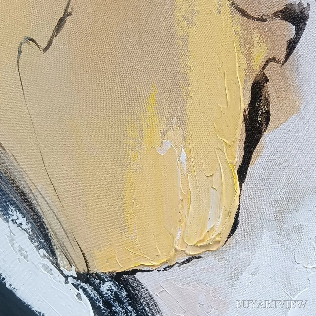 ARTOVITAS Ochre Flow – Abstract Oil Painting on Canvas - image 5