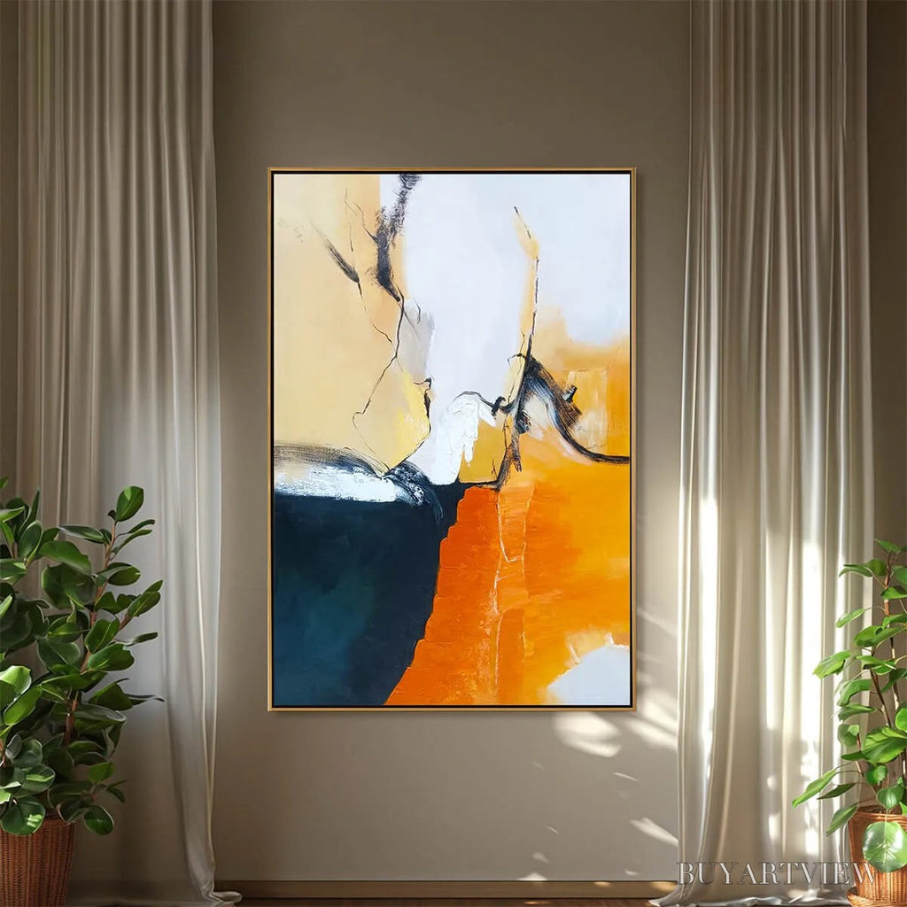 ARTOVITAS Ochre Flow – Abstract Oil Painting on Canvas - image 6