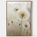 ARTOVITAS Whispers of Gold – Textured Dandelion Painting on Vertical Canvas - image 1