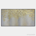ARTOVITAS Golden Drizzle – Gold Leaf Abstract Painting, Grey and Gold , Horizontal Canvas, Modern Decor - image 1