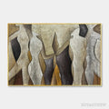 ARTOVITAS Abstract Figures – Textured Abstract Figures Painting, Beige and Brown , Horizontal Canvas, Modern Decor - image 1