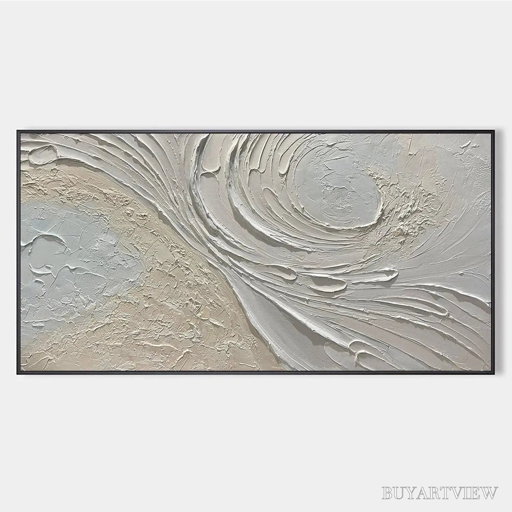 ARTOVITAS Whispers of the Wind – Panoramic Textured Abstract Painting in Neutral Tones, Modern , Beige and Grey - image 1