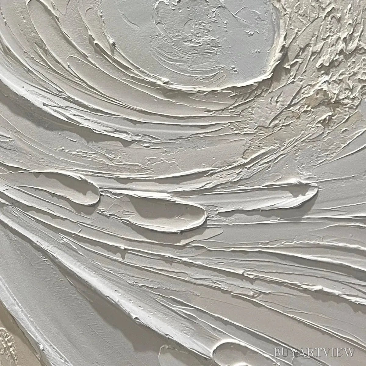 ARTOVITAS Whispers of the Wind – Panoramic Textured Abstract Painting in Neutral Tones, Modern , Beige and Grey - image 3