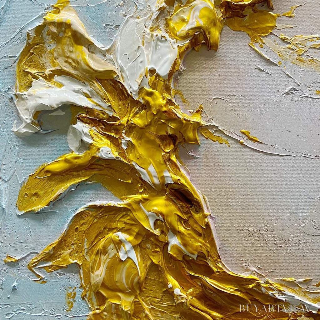 ARTOVITAS Jade Aurora – Green and Gold Abstract Impasto Oil Painting - image 3