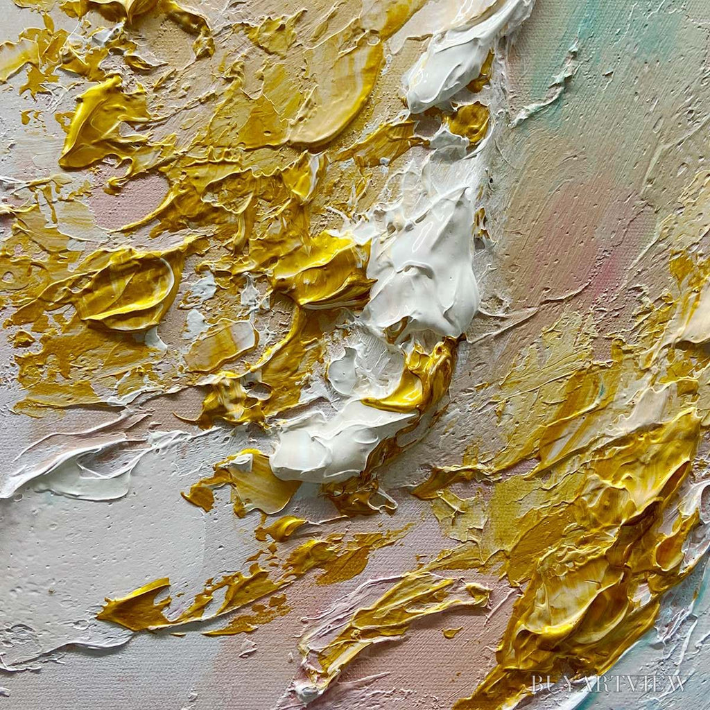 ARTOVITAS Jade Aurora – Green and Gold Abstract Impasto Oil Painting - image 5