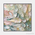 ARTOVITAS Pastel Feathers – Textured Abstract Painting, Impasto , Square Canvas, Dreamy Decor - image 1
