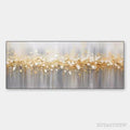 ARTOVITAS Golden Drizzle – Textured Abstract Painting, Gold and Grey , Panoramic Canvas, Modern Decor - image 1