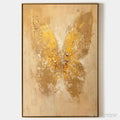 ARTOVITAS Golden Wings – Gold Butterfly Painting, Textured , Vertical Canvas, Beige and Gold Decor - image 1
