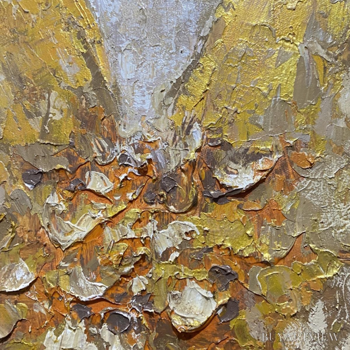 ARTOVITAS Golden Wings – Gold Butterfly Painting, Textured , Vertical Canvas, Beige and Gold Decor - image 3