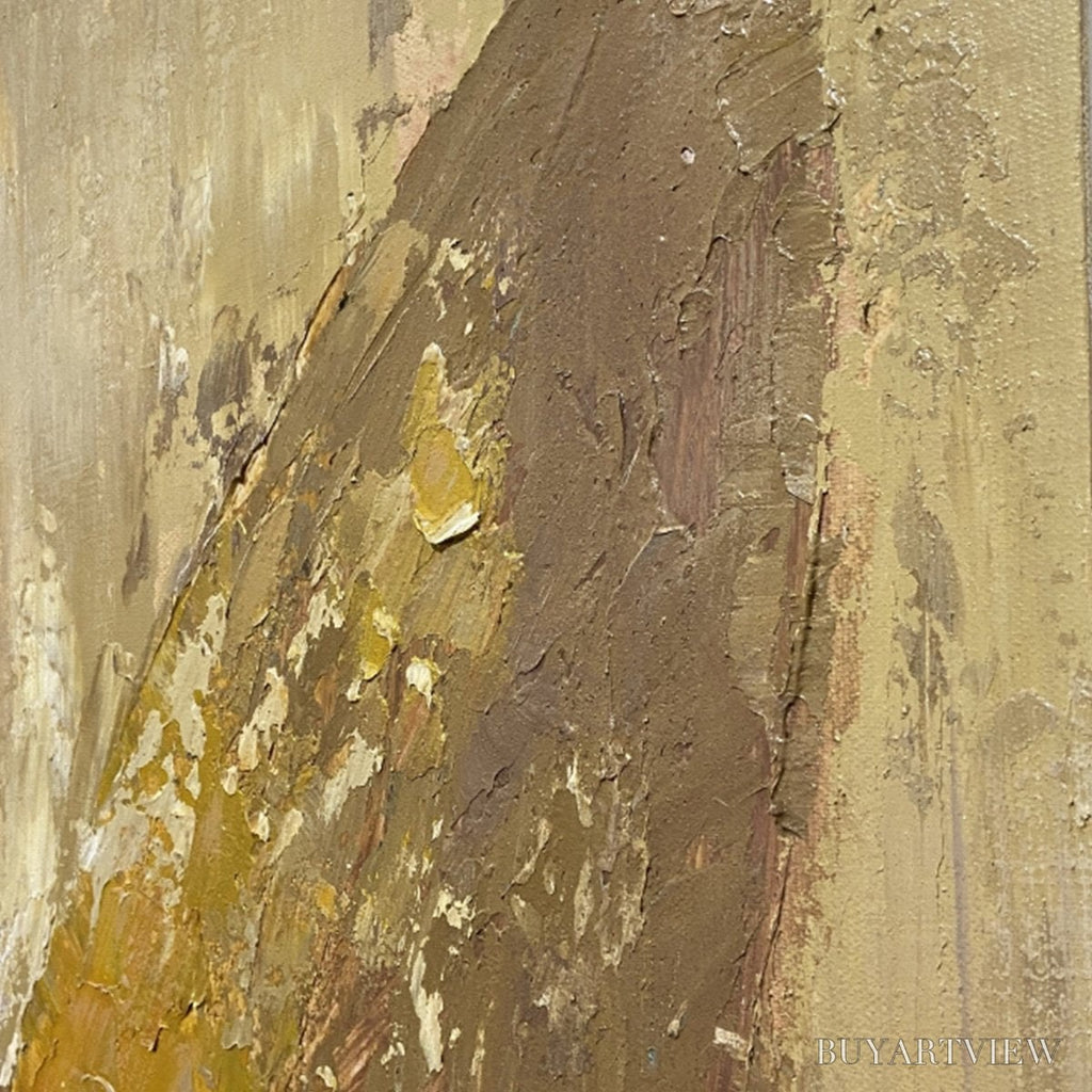 ARTOVITAS Golden Wings – Gold Butterfly Painting, Textured , Vertical Canvas, Beige and Gold Decor - image 5