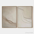 ARTOVITAS Beige Textured Abstract Diptych – Textured Abstract Painting Set of 2, Square - image 1