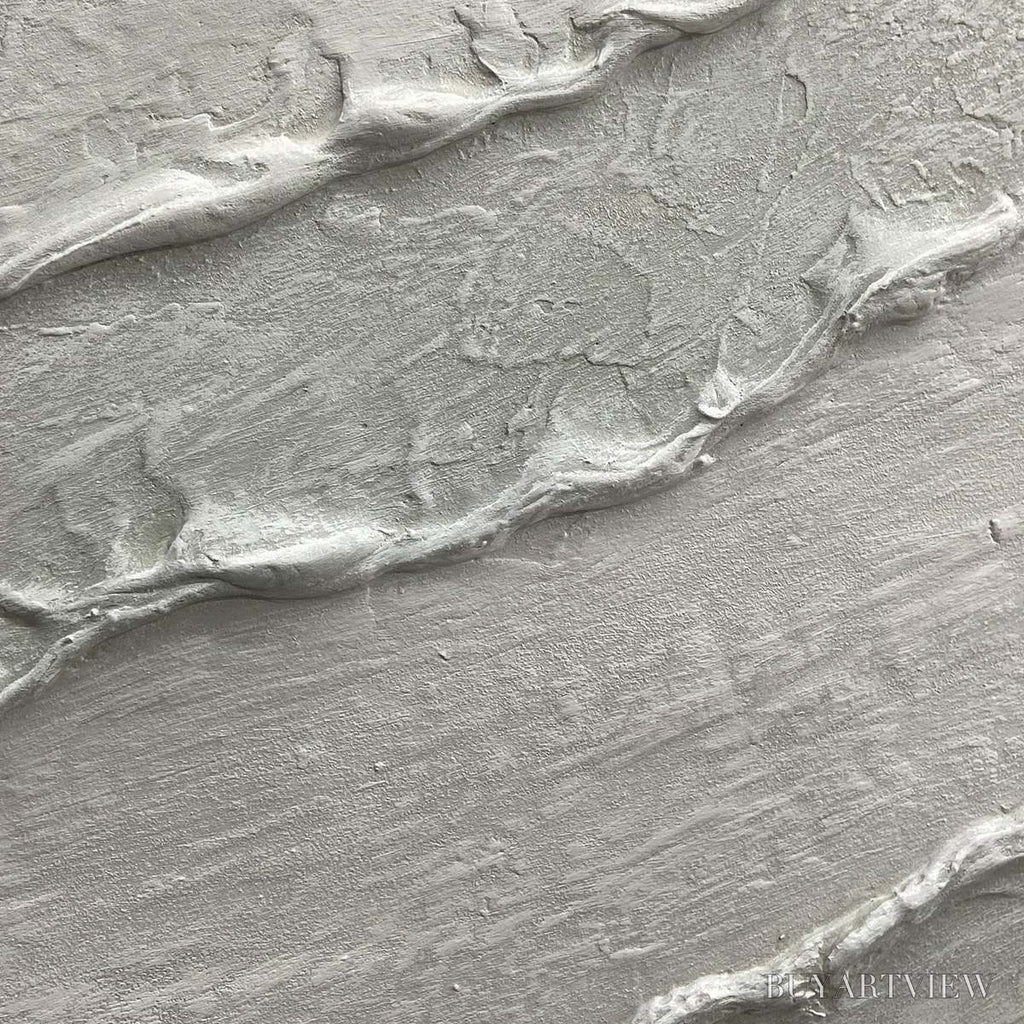 ARTOVITAS White Textured Lines Diptych – Textured Abstract Painting Set of 2, Vertical - image 3