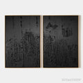 ARTOVITAS Black Textured Diptych – Textured Abstract Painting Set of 2, Vertical - image 1