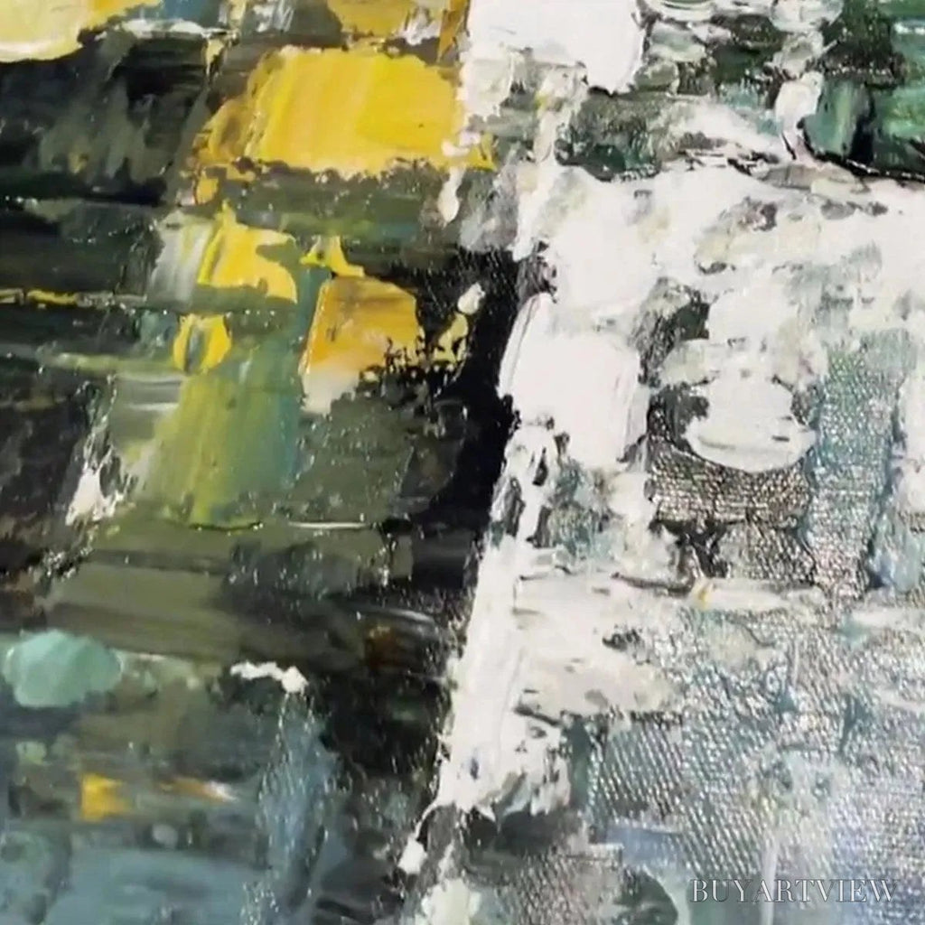 ARTOVITAS Textured Green Abstract – Impasto Abstract Painting, Vertical - image 4