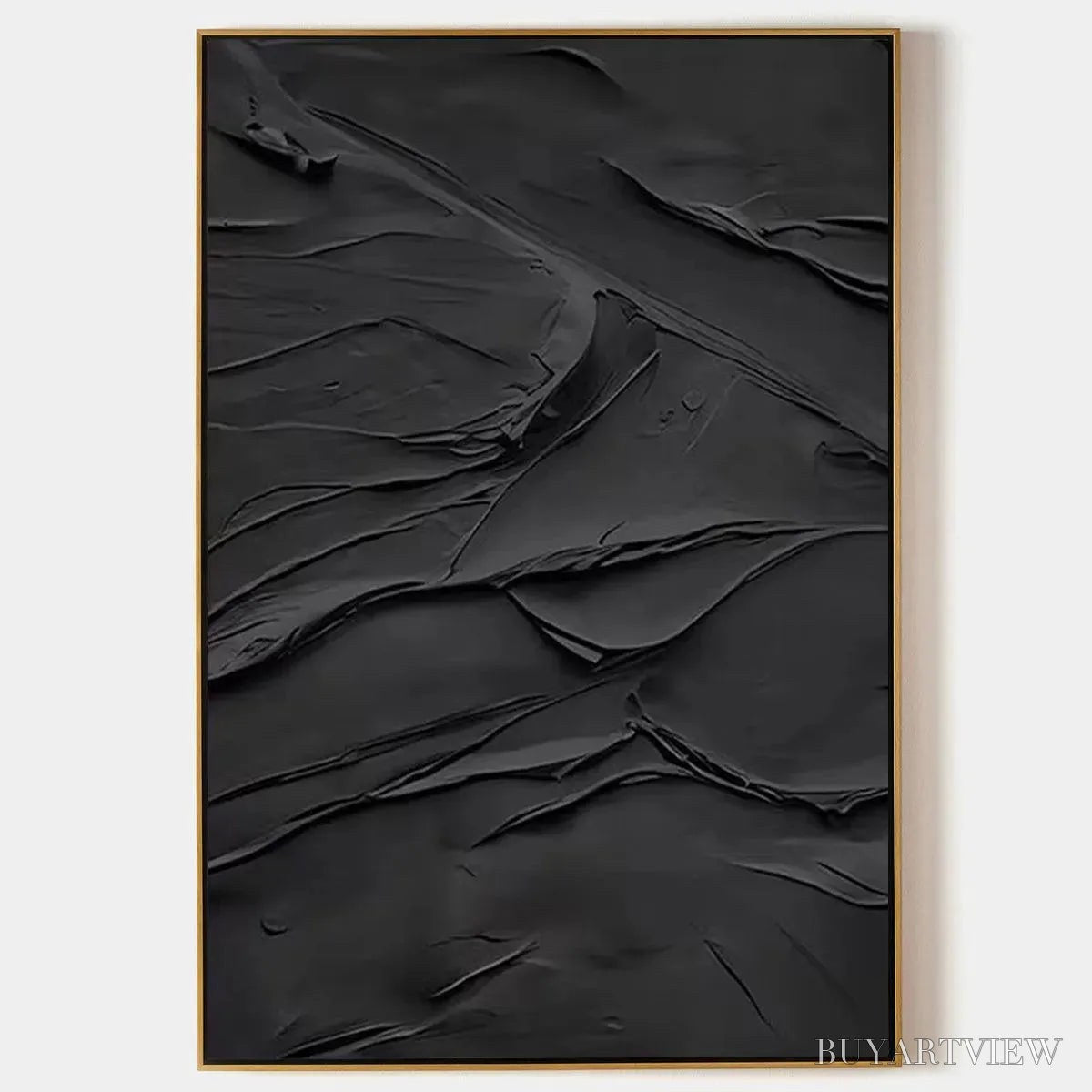 ARTOVITAS Black Textured Impasto – Dramatic Black Impasto Painting, Vertical - image 1