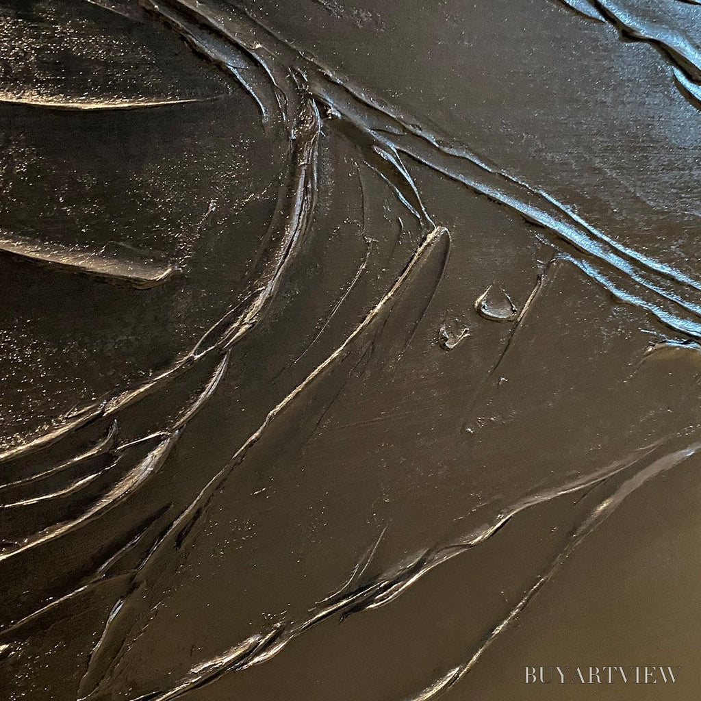 ARTOVITAS Black Textured Impasto – Dramatic Black Impasto Painting, Vertical - image 6
