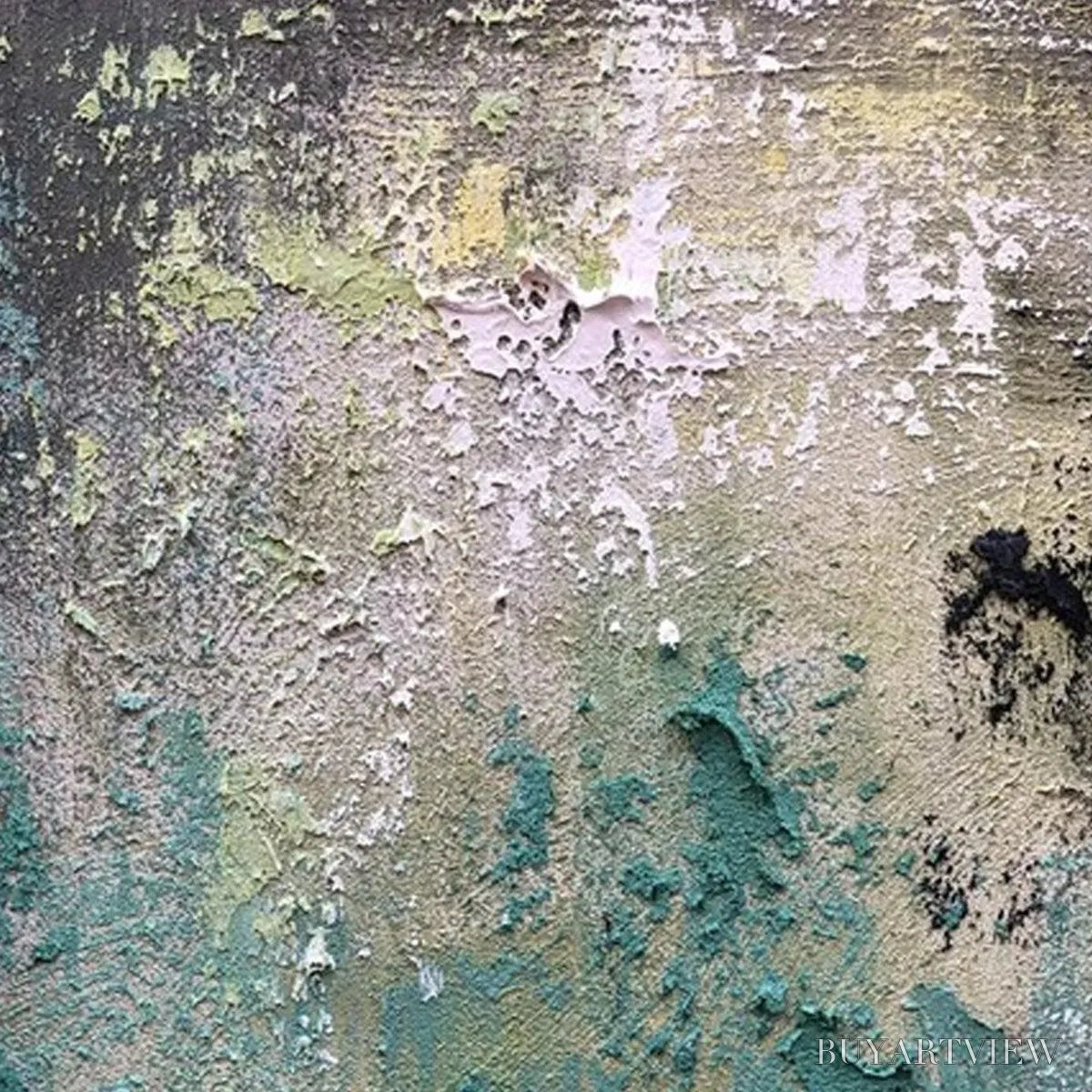 ARTOVITAS Textured Green Abstract – Impasto Abstract Painting, Vertical - image 3