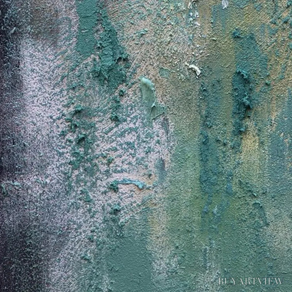 ARTOVITAS Textured Green Abstract – Impasto Abstract Painting, Vertical - image 5