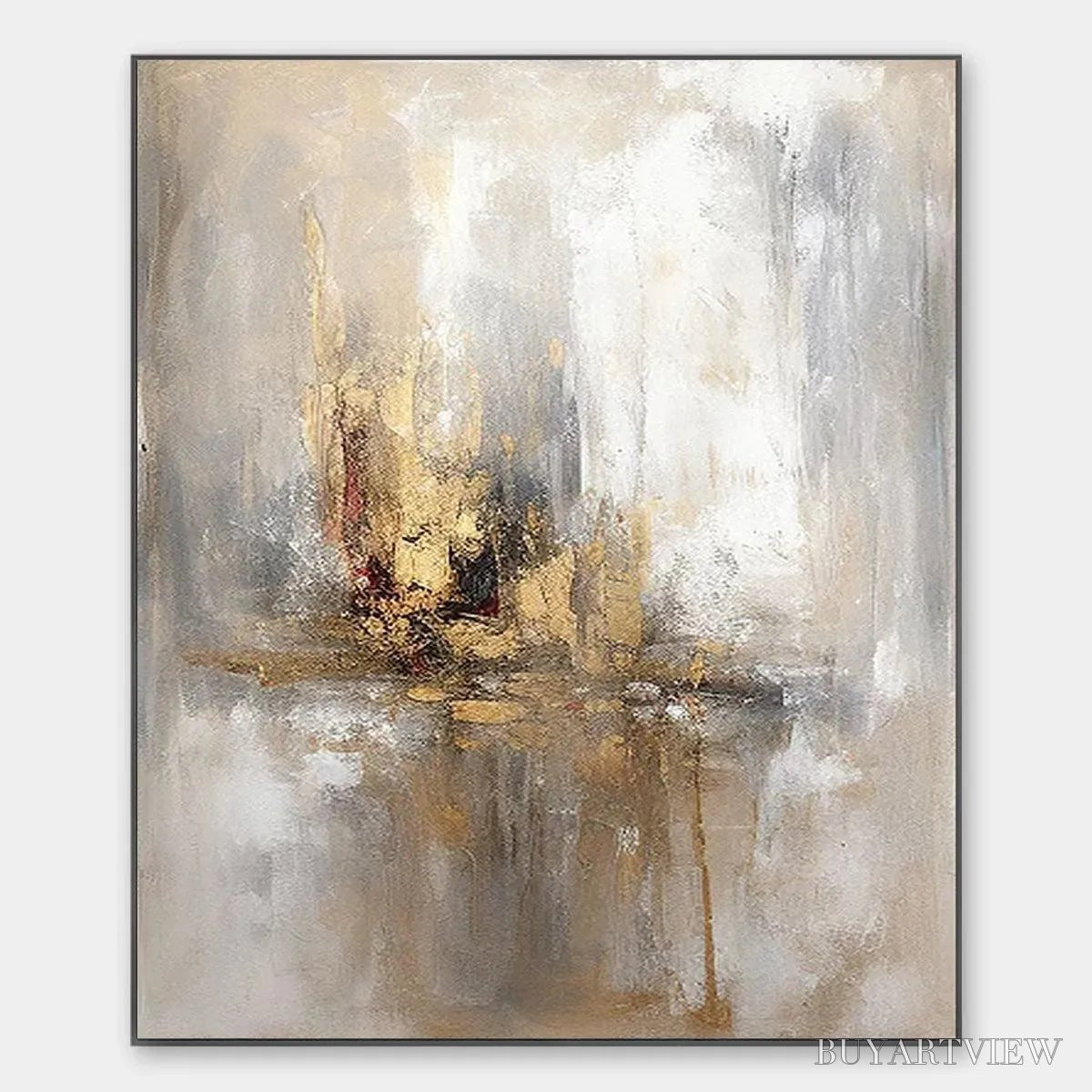 ARTOVITAS Golden Abstract – Textured Abstract Painting, Vertical - image 1