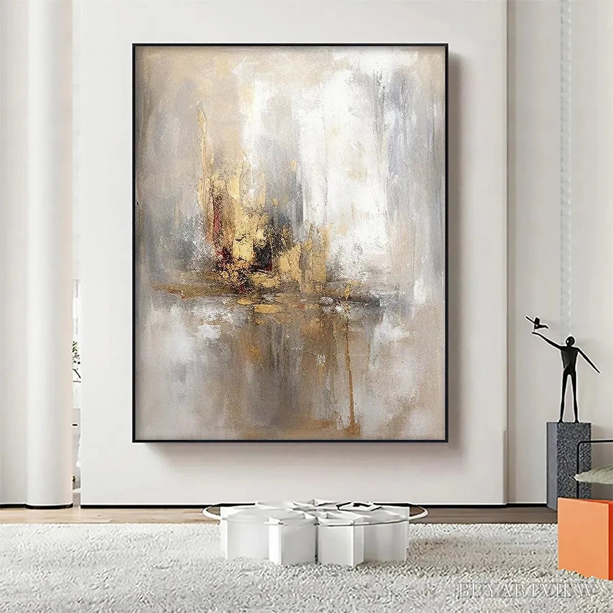 ARTOVITAS Golden Abstract – Textured Abstract Painting, Vertical - image 2