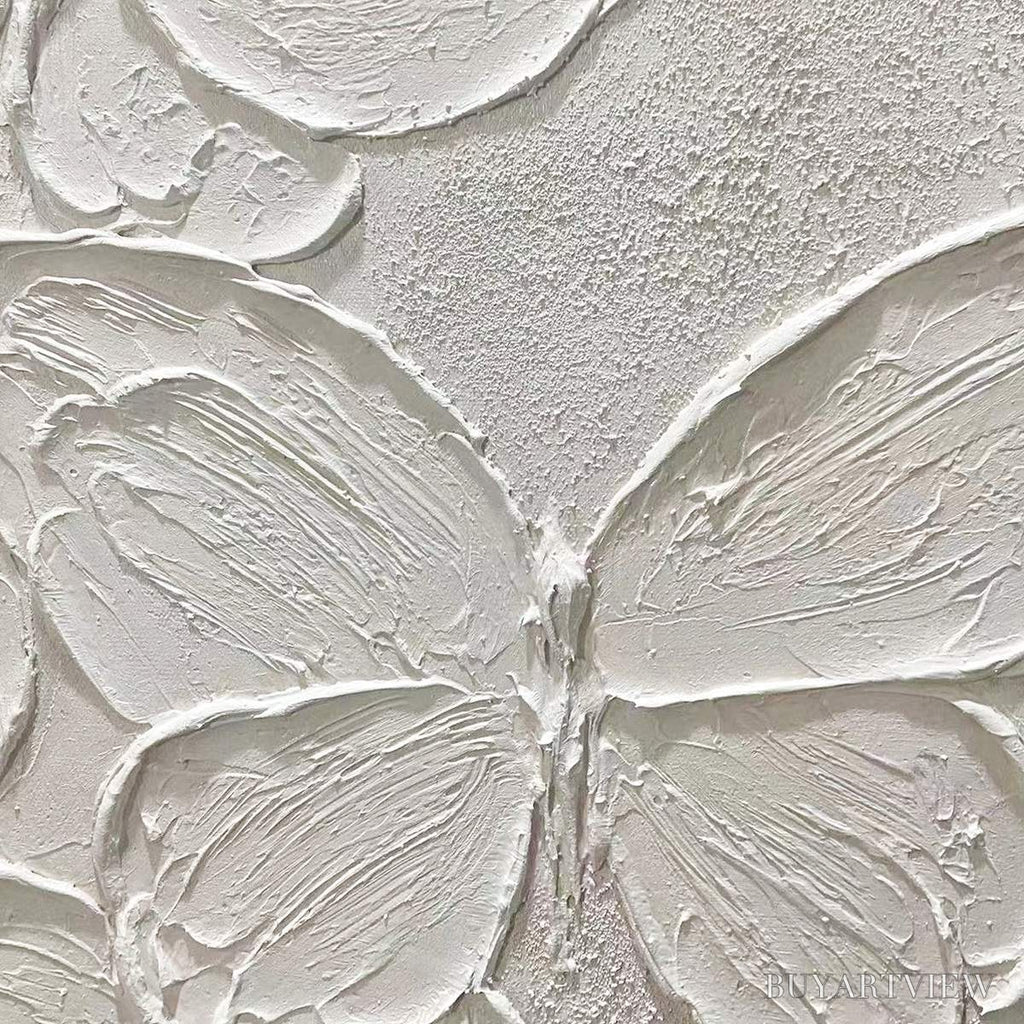 ARTOVITAS White Butterflies – 3D Butterfly Impasto Painting, Vertical - image 3