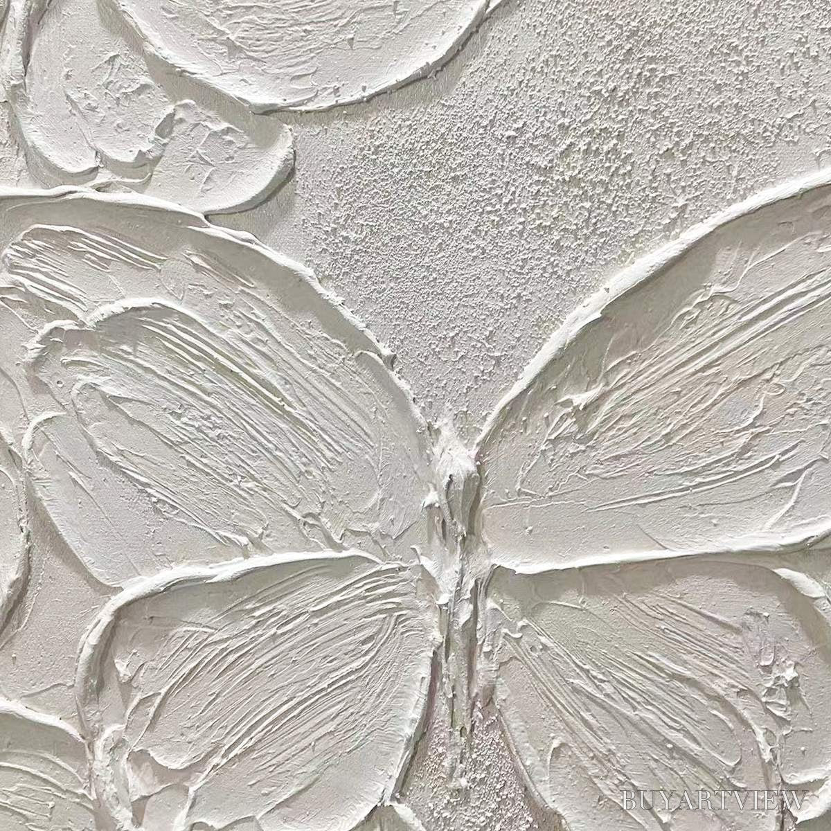 ARTOVITAS White Butterflies – 3D Butterfly Impasto Painting, Vertical - image 3