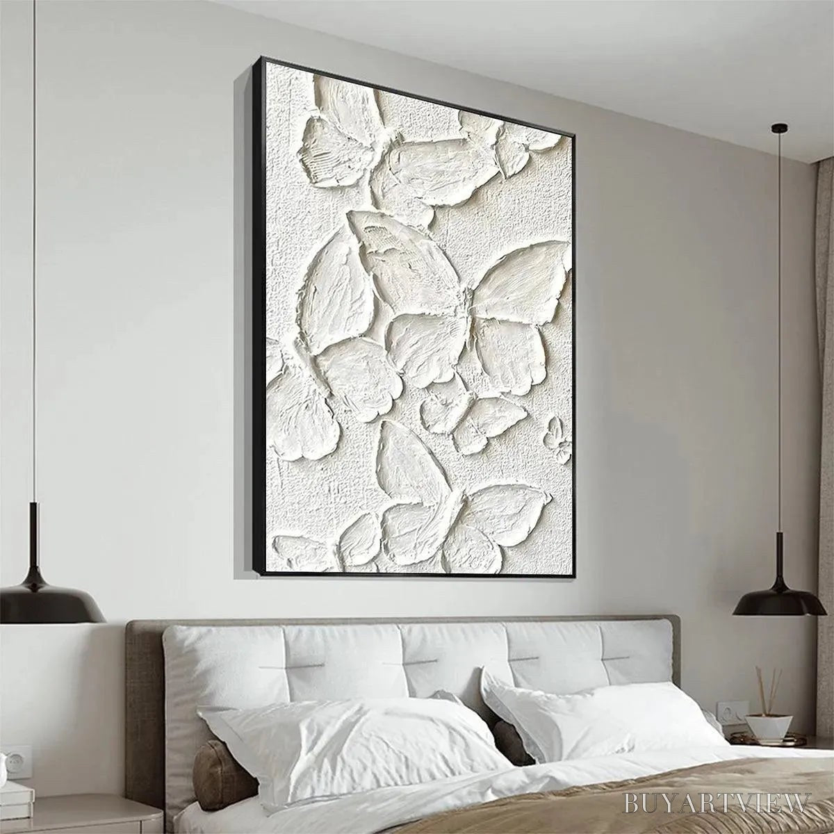 ARTOVITAS White Butterflies – 3D Butterfly Impasto Painting, Vertical - image 4