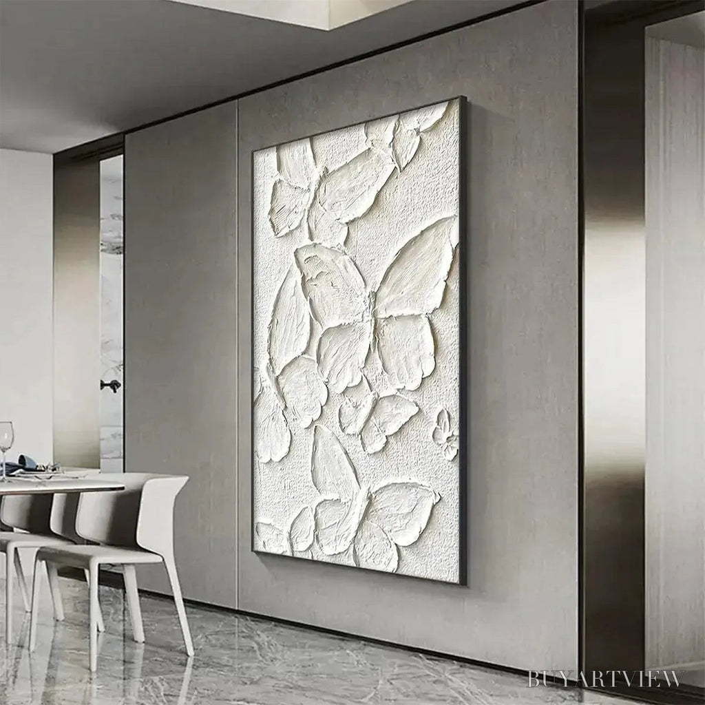 ARTOVITAS White Butterflies – 3D Butterfly Impasto Painting, Vertical - image 5