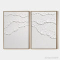 ARTOVITAS White Textured Waves Diptych – Textured Abstract Painting Set of 2, Vertical - image 1