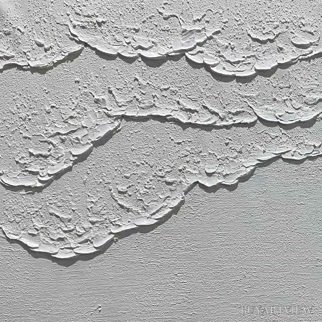 ARTOVITAS White Textured Waves Diptych – Textured Abstract Painting Set of 2, Vertical - image 3