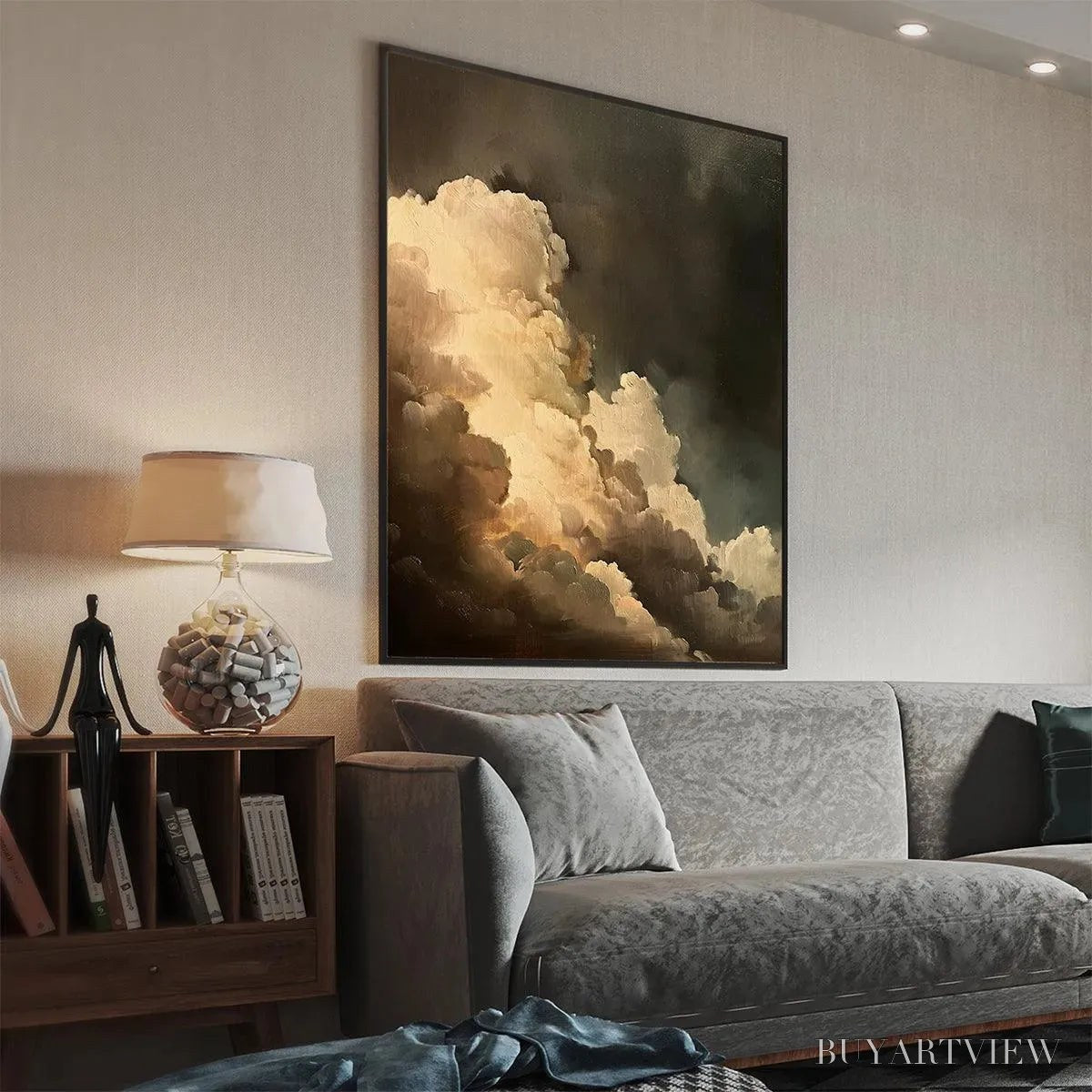 ARTOVITAS Evening Clouds – Textured Cloudscape Painting, Vertical - image 4