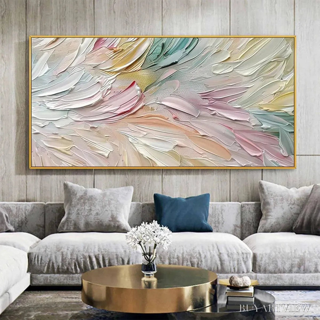 ARTOVITAS Pastel Dream – Textured Abstract Painting in Soft Hues, Horizontal - image 2
