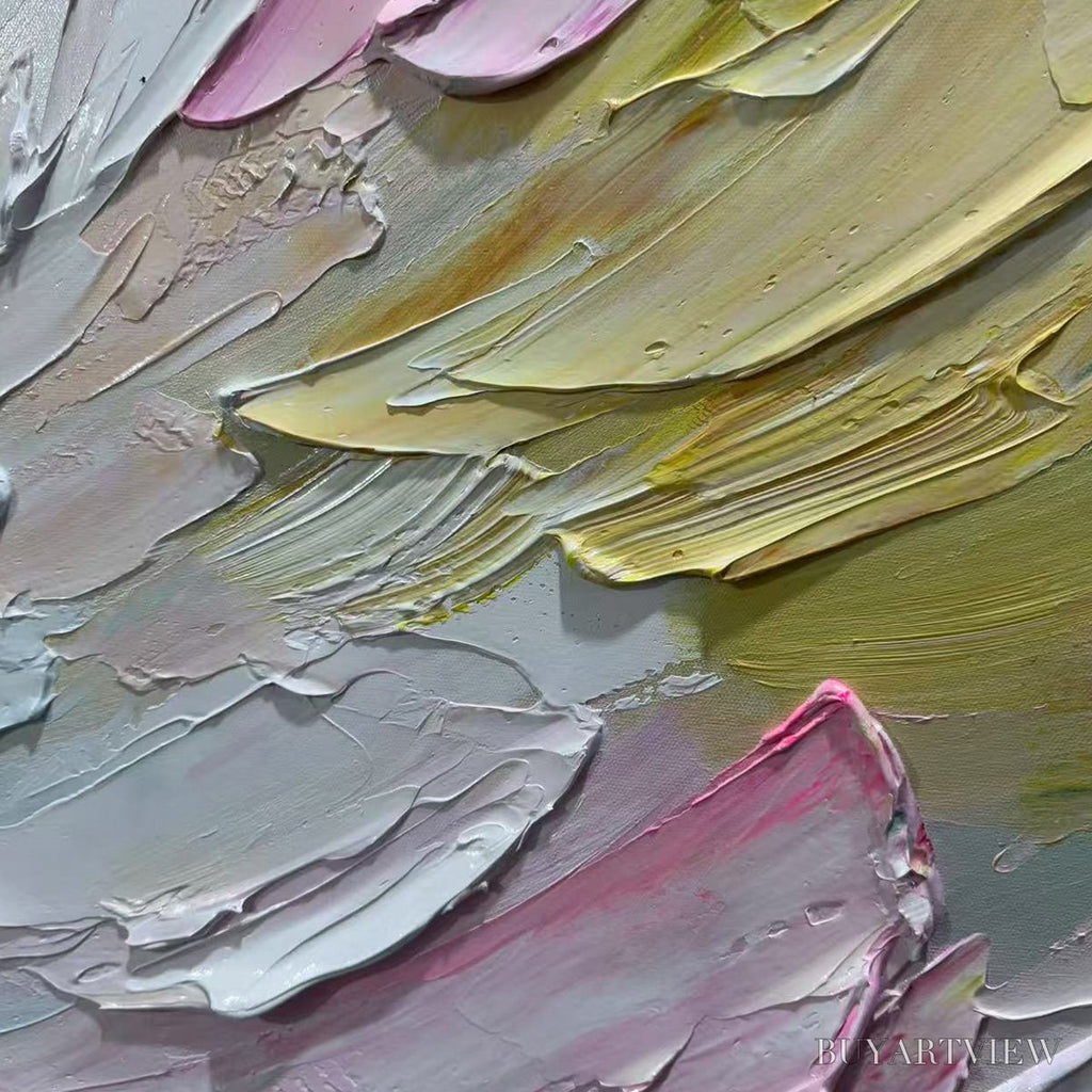 ARTOVITAS Pastel Dream – Textured Abstract Painting in Soft Hues, Horizontal - image 5