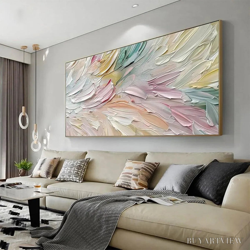 ARTOVITAS Pastel Dream – Textured Abstract Painting in Soft Hues, Horizontal - image 6