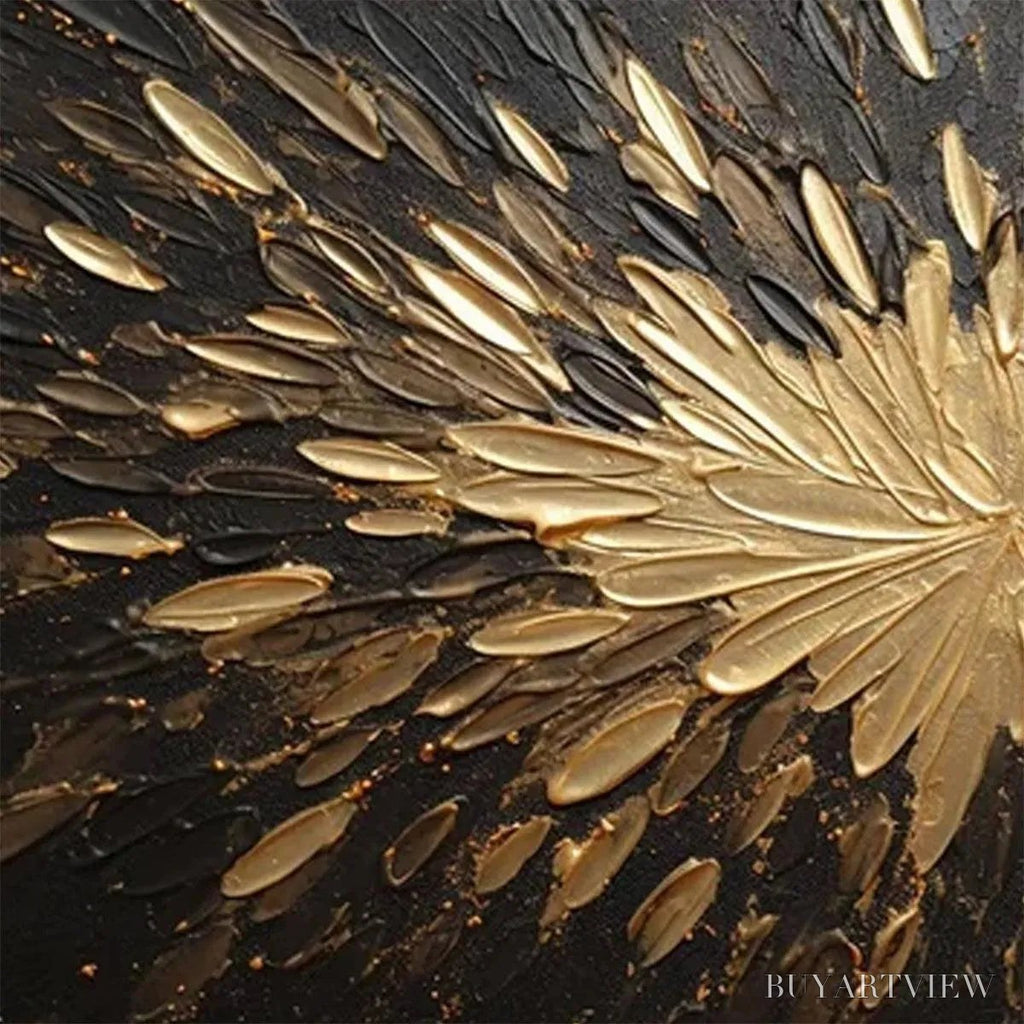 ARTOVITAS Golden Burst – Textured Abstract Painting in Gold and Black - image 3