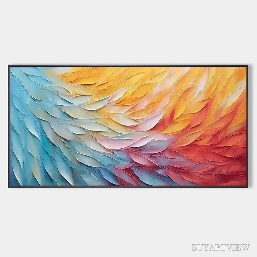 ARTOVITAS Golden Waves – Textured Abstract Painting, Horizontal - image 1