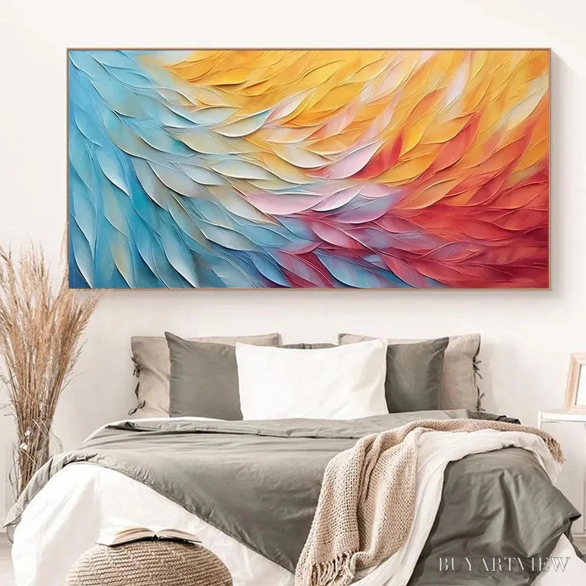 ARTOVITAS Golden Waves – Textured Abstract Painting, Horizontal - image 2