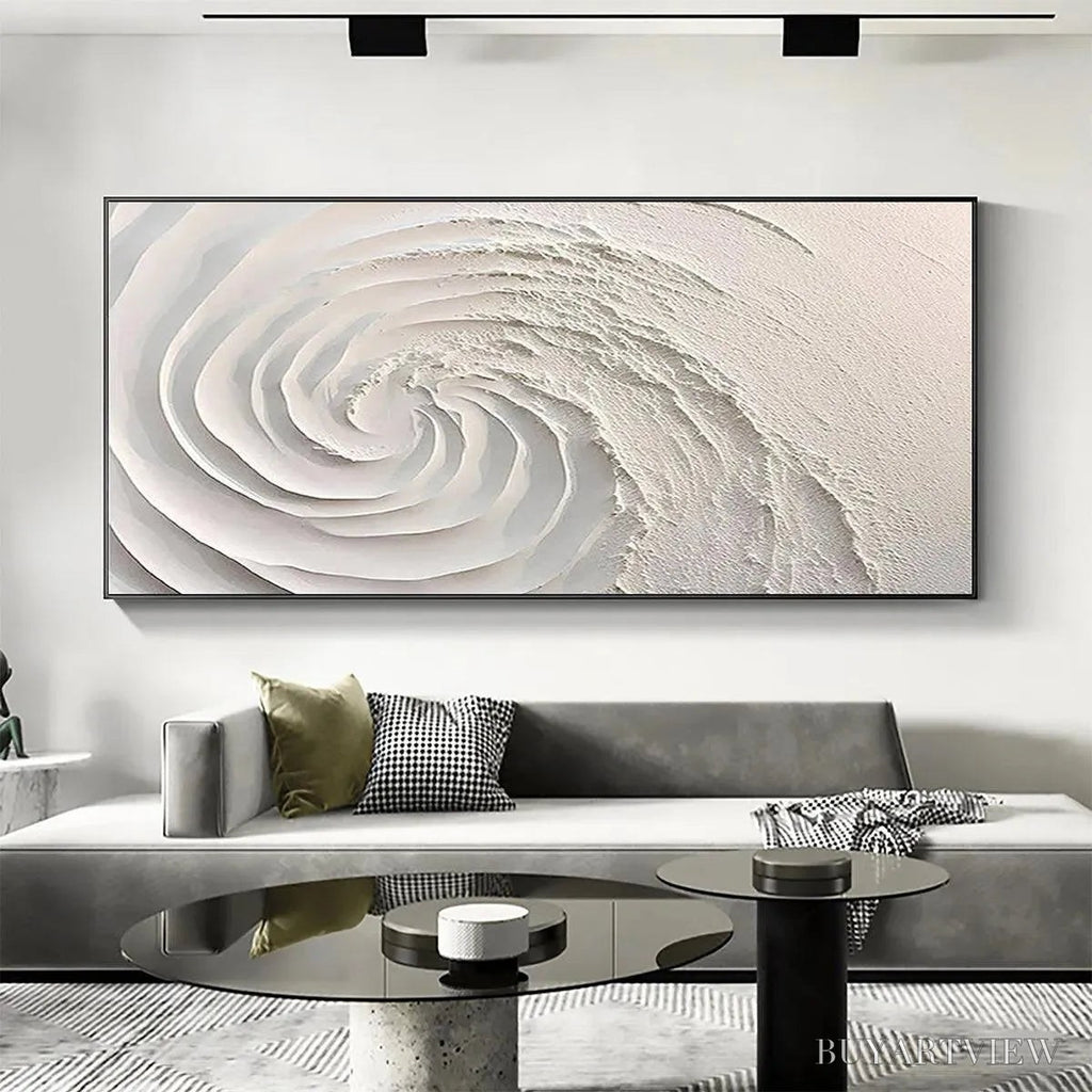 ARTOVITAS Whirlwind – Textured White Abstract Swirl Painting - image 2