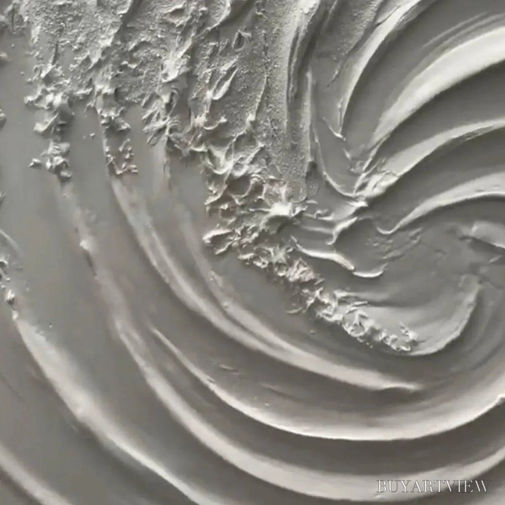 ARTOVITAS Whirlwind – Textured White Abstract Swirl Painting - image 4