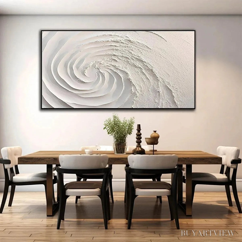 ARTOVITAS Whirlwind – Textured White Abstract Swirl Painting - image 5